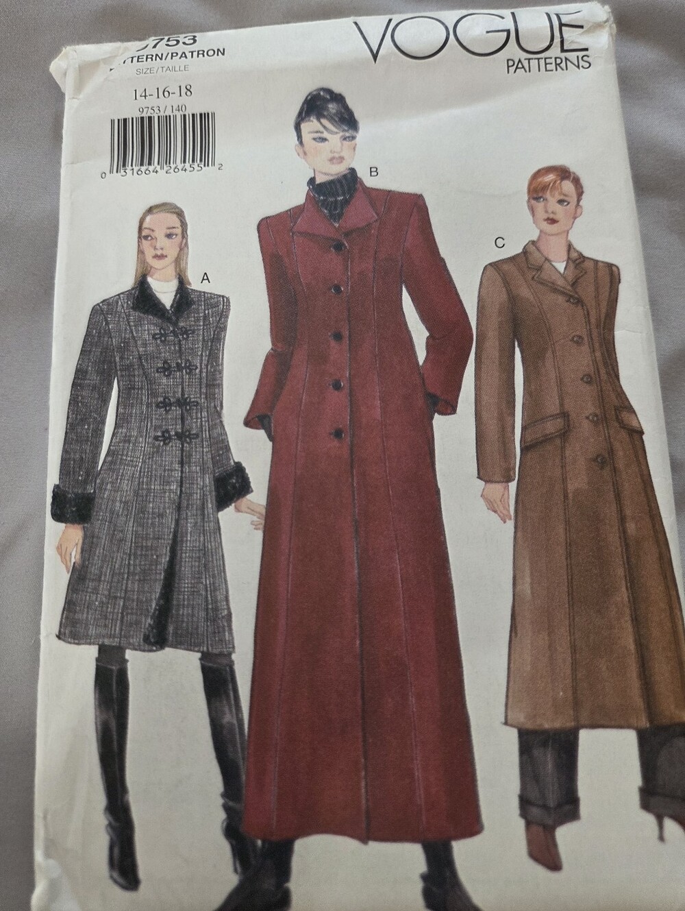 Vogue Patterns 9753 Misses' Coat Pattern
